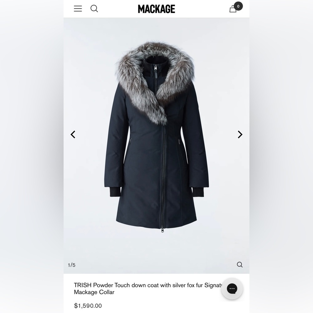 MACKAGE TRISH BRAND NEW ✨ Powder Touch down coat with silver fox
